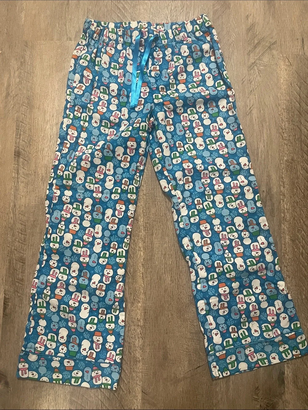 Old Navy Blue Snowman Print Kids Pajama Bottoms
